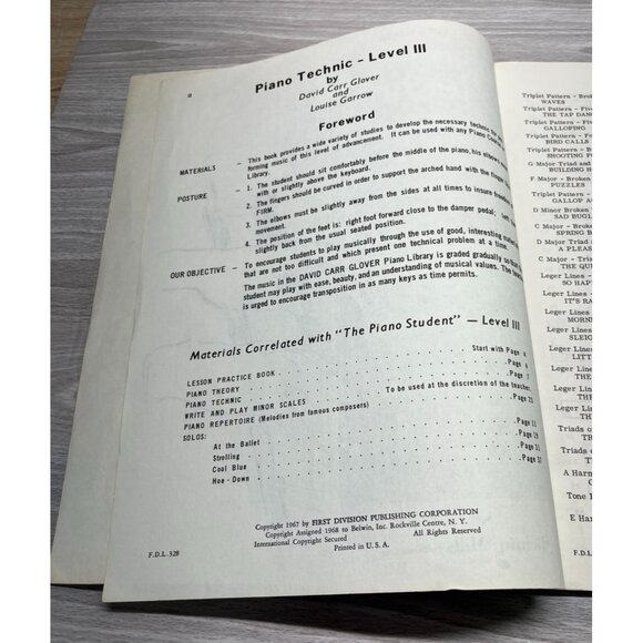 David Carr Glover Piano Library Technic and Repertoire Level 3 Vtg Sheet Music - Picture 5 of 11